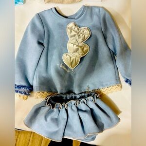 Baby Girl Boutique Outfit 24M | 2-Piece Set | Lace & Satin Hearts 💖